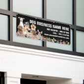 Puppies Floral Botanische Dog Grooming Spandoek (Buitenkant Gebouw)