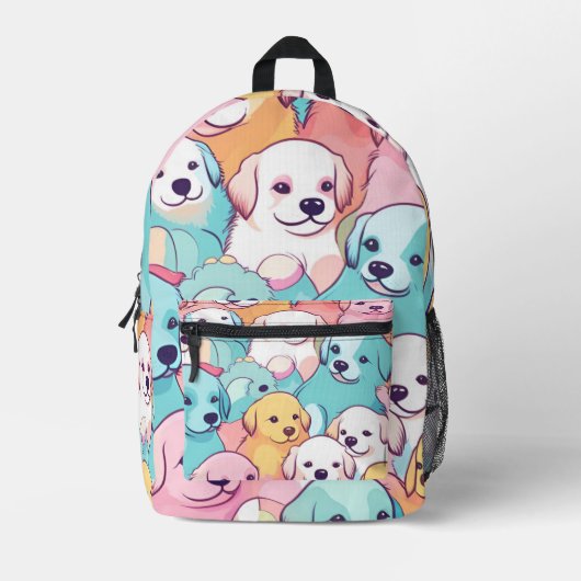 Puppies Galore Pastel Getrokken Bedrukte Rugzak (Voorkant)