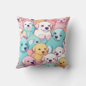 Puppies Galore Pastel Getrokken Kussen (Achterkant)