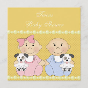 Puppies Geel Baby shower Kaart