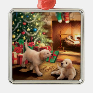 Puppies Golden Retriever Dog Schattig Metalen Ornament