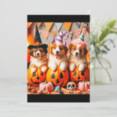 Puppies halloween party kaart (Staand voorkant)