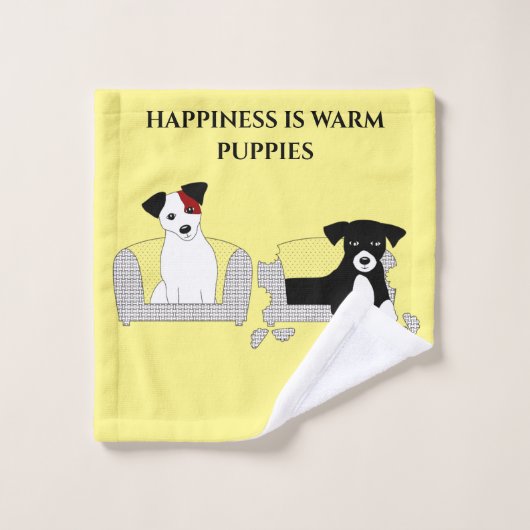 Puppies in bedwasdoek. washandje (Wasdoekje)