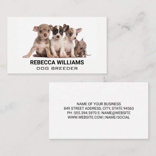 Puppies in een groep visitekaartje (Voorkant / Achterkant)