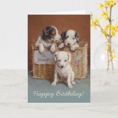 Puppies in een mandje CC0063 Carl Reichert Birthda Kaart (Gele Bloem)