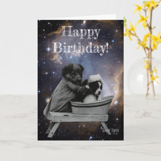 Puppies in het bad Kaart (Gele Bloem)