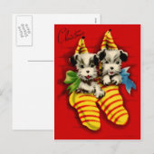 Puppies in Kousen Feestdagenkaart (Voorkant / Achterkant)