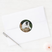 Puppies in mandje ronde sticker (Envelop)