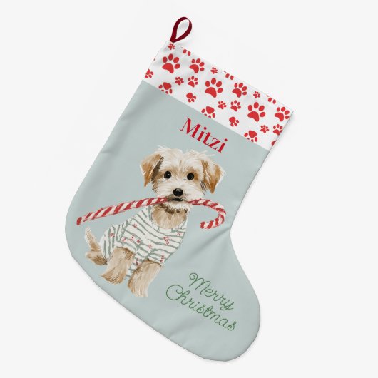 Puppies in Pajamas Dog Grote Kerstsok (Voorkant (Hangend))