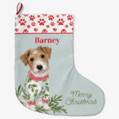 Puppies in Pajamas Dog Grote Kerstsok (Voorkant)