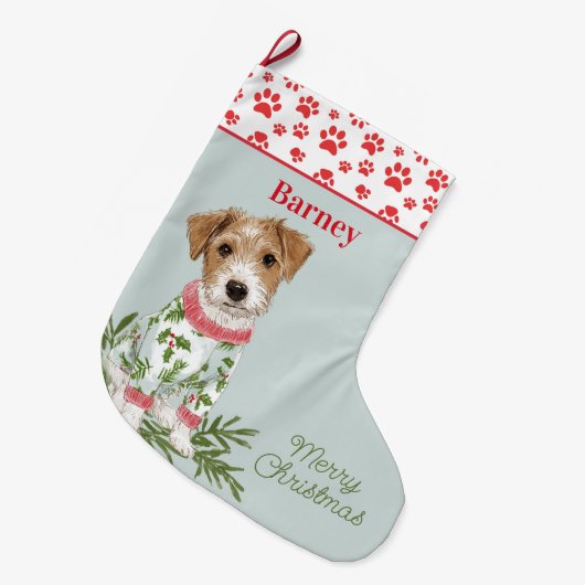 Puppies in Pajamas Dog Grote Kerstsok (Voorkant (Hangend))