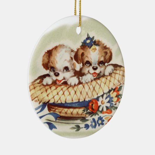  puppies in pet keramisch ornament (Rechts)