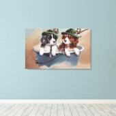 Puppies in Petten met pijpleidingen Canvas Afdruk (Insitu (Houten vloer))