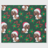 Puppies in Santa Hat Cadeaupapier (Vlak)