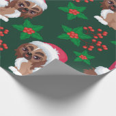 Puppies in Santa Hat Cadeaupapier (Hoek)