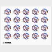 puppies in sneeuw een leuke kerst ronde sticker (Vel)
