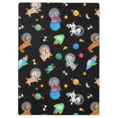Puppies In Space Watercolor Dog Astronauts Klembord (Achterkant)