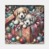 Puppies kerstmagneet magneet (Voorkant)