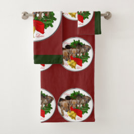 Puppies Kerstmis met de Pinscher Bad Handdoek
