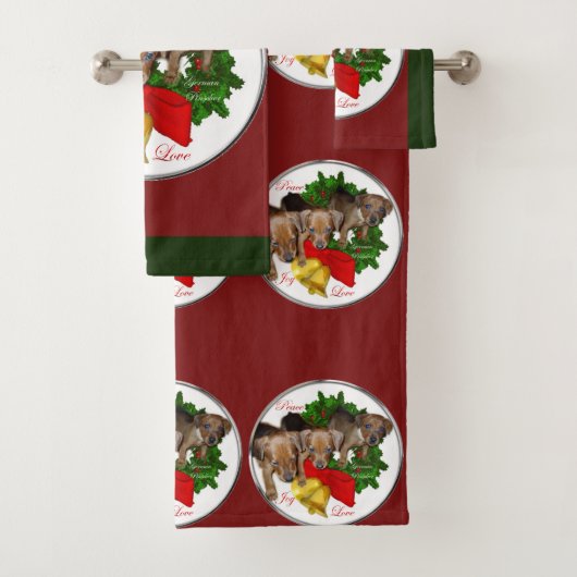 Puppies Kerstmis met de Pinscher Bad Handdoek (Insitu)