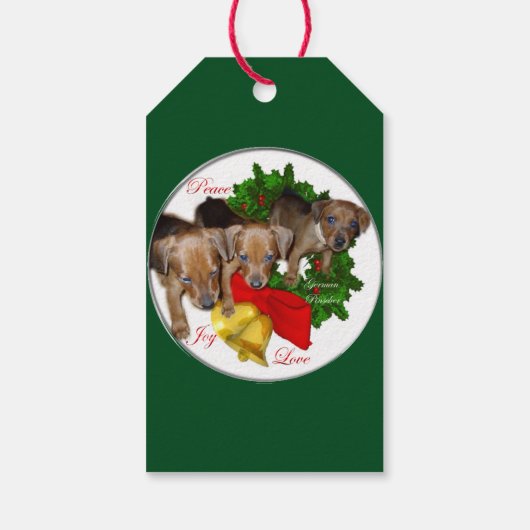 Puppies Kerstmis met de Pinscher Cadeaulabel (Achterkant)