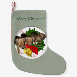 Puppies Kerstmis met de Pinscher Kleine Kerstsok