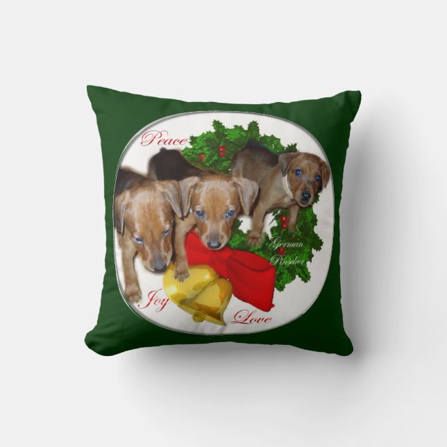 Puppies Kerstmis met de Pinscher Kussen (Voorkant)
