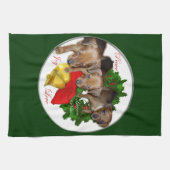 Puppies Kerstmis met de Pinscher Theedoek (Horizontaal)