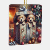 Puppies kerstversiering keramisch ornament (Rechts)