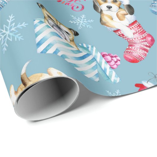 Puppies, kousen en geschenken - oh my! cadeaupapier (Rol Hoek)