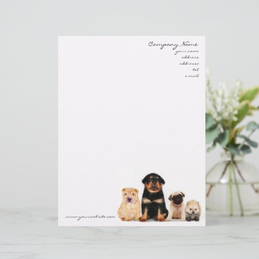 Puppies Letterhead Custom Briefhoofd (Staand voorkant)