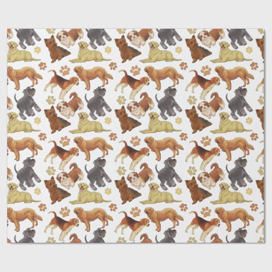 Puppies met botten en poten cadeaupapier (Vlak)