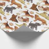 Puppies met botten en poten cadeaupapier (Hoek)