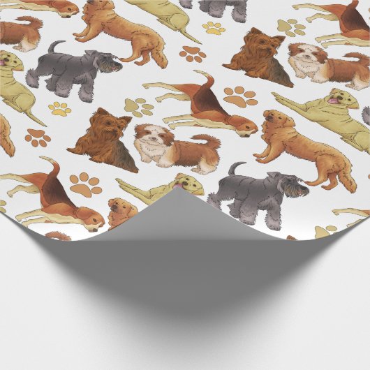 Puppies met botten en poten cadeaupapier (Hoek)