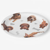 Puppies met de rode chocolade dachshund-appel papieren bordje (Gekanteld)