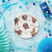 Puppies met de rode chocolade dachshund-appel papieren bordje (Feest)
