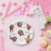 Puppies met de rode chocolade dachshund-appel papieren bordje (Feest)