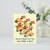  Puppies met Flags Briefkaart (Staand voorkant)