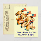  Puppies met Flags Briefkaart (Voorkant / Achterkant)