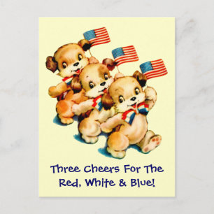  Puppies met Flags Briefkaart