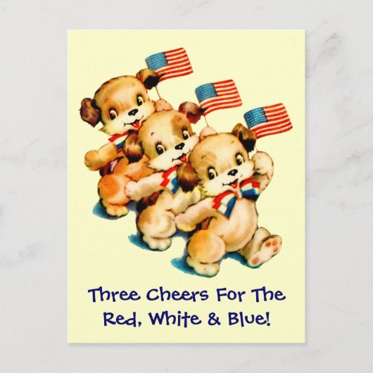  Puppies met Flags Briefkaart (Voorkant)