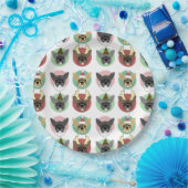 Puppies met kerstbulgdog papieren bordje (Feest)