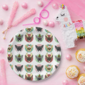 Puppies met kerstbulgdog papieren bordje (Feest)