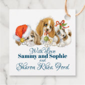 Puppies met kerstmis cadeaus Labels (Achterkant)