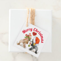 Puppies met kerstmis cadeaus Labels