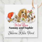 Puppies met kerstmis cadeaus Labels (Achterkant)