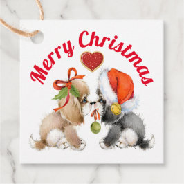 Puppies met kerstmis cadeaus Labels