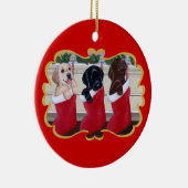 Puppies met kerstmis voor labrador Retriever Keramisch Ornament (Rechts)