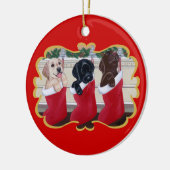 Puppies met kerstmis voor labrador Retriever Keramisch Ornament (Links)
