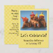 Puppies met Petten Verjaardagsuitnodigingen Kaart (Voorkant / Achterkant)